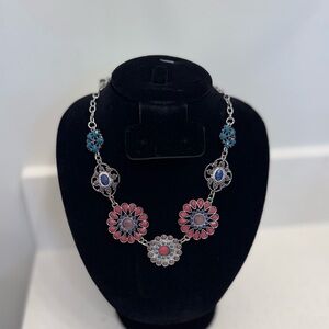 Decree Pink and Blue Floral Necklace